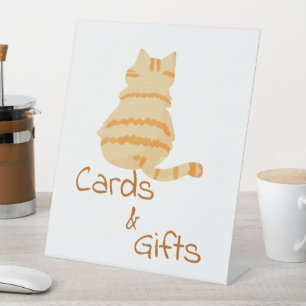 Süße dicke orange Katze Baby Shower Karten & Gesch Sockelschild