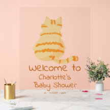 Süße dicke orange Katze Baby Shower Willkommen