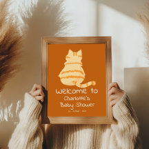 Süße dicke orange Katze Baby Shower Willkommenssch