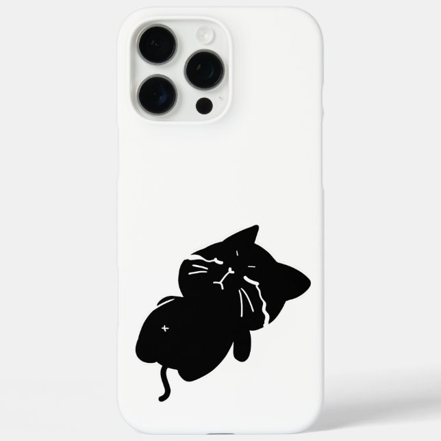 Süße dicke schwarze Katze iPhone 16 Pro Max Hülle (Rückseite)