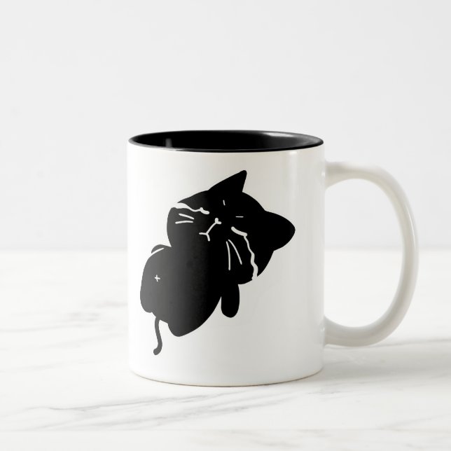 Süße dicke schwarze Katze Kaffeetasse (Rechts)