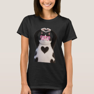 Süße dicke schwarze Katze Papa Mama Herzen Sonnenb T-Shirt
