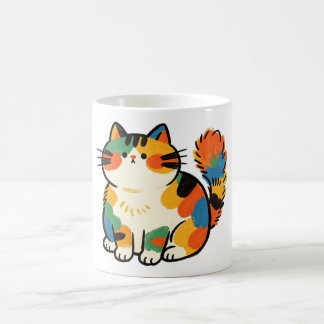 Süße dicke sitzende Katze handgezeichnete Kaffeeta Kaffeetasse