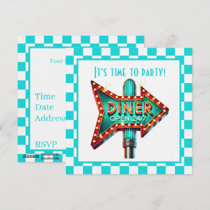 Süße Diner-Retro-Party Einladung
