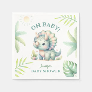 Süße Dino-Dschungel-Triceratops-Dinosaurier-Baby-P Serviette