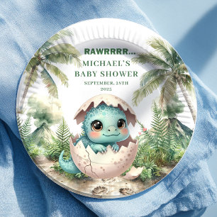 Süße Dino-Ei-Baby-Party-Platten Schlüpfen bald Pappteller