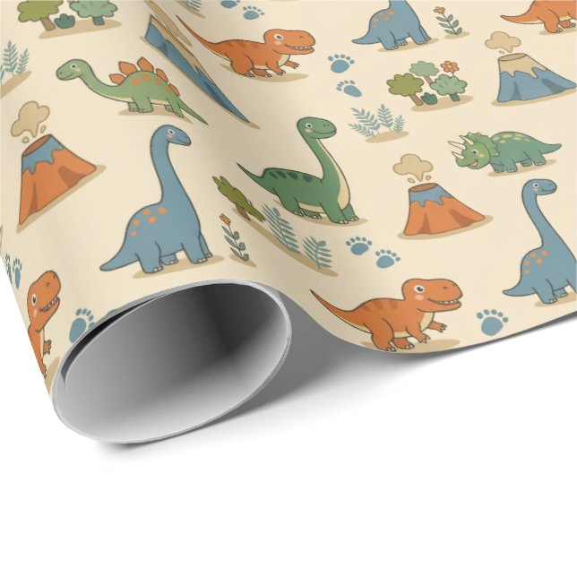 Süße Dino-Geschenkpapier Geschenkpapier (Rolleneckpunkt)