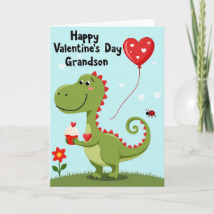 Süße Dino-Valentinskarte für den Enkel Karte