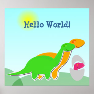 Süße Dinosaurier-Familie kleines rosa Dino-Ei Post Poster
