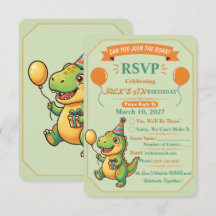 Süße Dinosaurier-Jungen-Geburtstags-RSVP-Karte edi