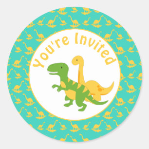 Süße Dinosaurier-Jungen-Party-Einladung Runder Aufkleber