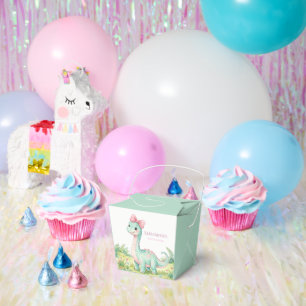 Süße Dinosaurier Mit Rosa Schleife Baby Shower Geschenkschachtel