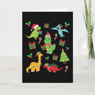 Süße Dinosaurier T-Rex Weihnachten passende Famili Karte