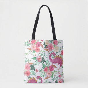Süße Dinosaurier Vintage-Blumenmuster Tasche