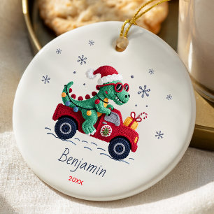 Süße Dinosaurier-Weihnachtslichter individuell Keramik Ornament
