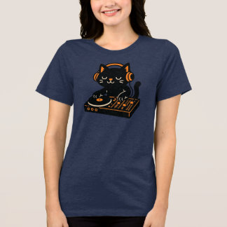 Süße DJ-Katze mit Kopfhörern Tri-Blend Shirt