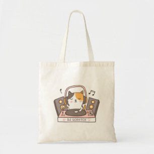 Süße DJ-Kratz-Kitty-Cat-Pun-Humor-Tragetasche Tragetasche