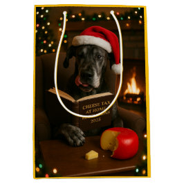 Süße Dogge Käse Steuer Weihnachtsgeschenktasche Mittlere Geschenktüte