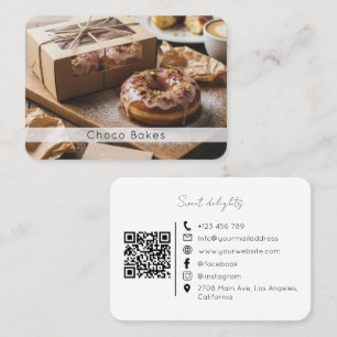 Süße Donut-Leckereien Artisan-Bäckerei QR-Code-Kar Visitenkarte