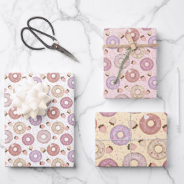 Süße Donut mit Sprinklen Geschenkpapier Set