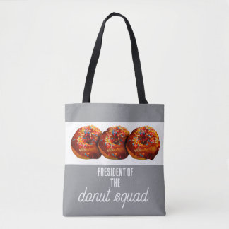 Süße Donut-Squad-Donuts mit Streuseln auf Grau  Tasche