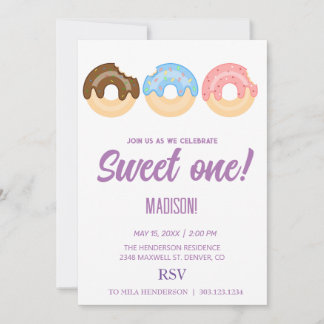 Süße Donuts, Regenbogenfarben, süßer erster Geburt Einladung