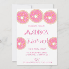Süße Donuts, Regenbogenfarben, süßer erster Geburt Einladung