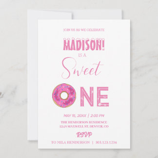 Süße Donuts, Regenbogenfarben, süßer erster Geburt Einladung