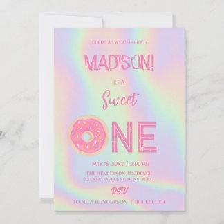 Süße Donuts, Regenbogenfarben, süßer erster Geburt Einladung