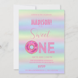 Süße Donuts, Regenbogenfarben, süßer erster Geburt Einladung