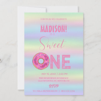 Süße Donuts, Regenbogenfarben, süßer erster Geburt Einladung