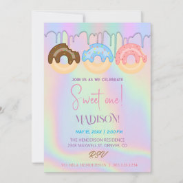 Süße Donuts, Regenbogenfarben, süßer erster Geburt Einladung