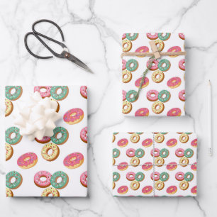 Süße Donuts-Serie Design 3 Geschenkpapier Set