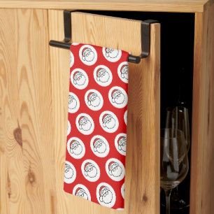 Süße Doodle-Art Weihnachtsmann auf Rot Geschirrtuch