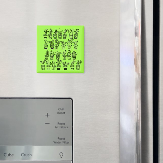 Süße Doodle-Pflanzen in Töpfen  Magnet (In Situ (Kühlschrank))