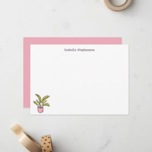 Süße Doodle-Topfpflanze Rosa und Weiß Mitteilungskarte