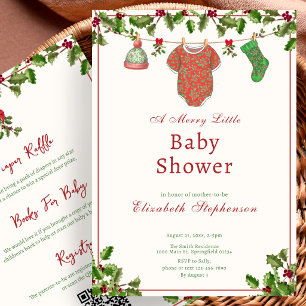 Süße doppelseitige Holly-Weihnachts-Baby-Party-Ein Einladung