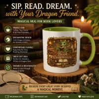 Süße Drachen-Buchliebhaber-Kaffeetasse | Fantasy-L