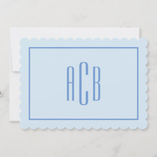 Süße dreibuchstabige Kornblumenblaue Monogramm-Ran Mitteilungskarte