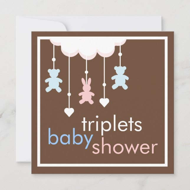 Süße Dreiergruppe-bewegliche Babyparty-Einladung Einladung (Vorderseite)
