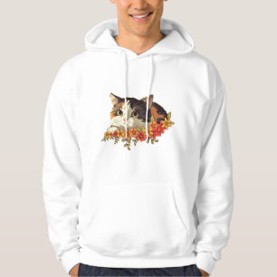 Süße Dreifarbenkatze Florales Gucken Kunst Hoodie