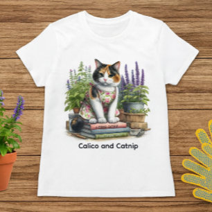 Süße Dreifarbenkatze und Katzenminze Katzenliebhab T-Shirt