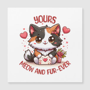 Süße dreifarbige Katze Valentinstag Magnetkarte