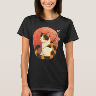 Süße dreifarbige Katzenkunst Kirschblütenbaum Japa T-Shirt