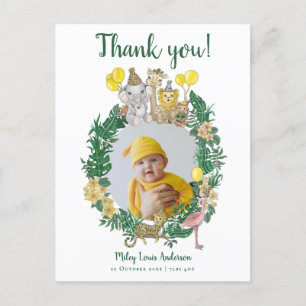 Süße Dschungel-Safari-Tiere Baby Shower Danke schö Postkarte