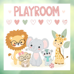 Süße Dschungeltiere Kinder personalisierter Spielz Fensteraufkleber