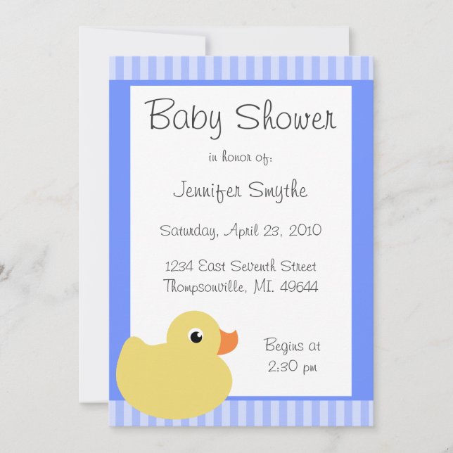 Süße Ducky blaue Babyparty-Einladungen Einladung (Vorderseite)