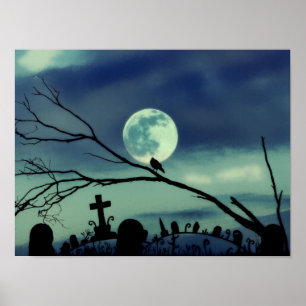 Süße Dunkelheit Vollmond Friedhof Poster