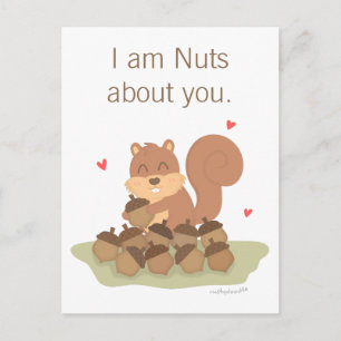 Süße Eichhörnchen-Nüsse Über Dich Wortspiel Liebe  Postkarte