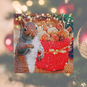 Süße Eichhörnchen-Weihnachtsnüsse Feiertage Button